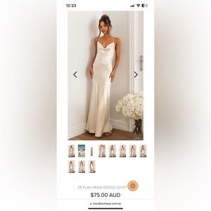 Satin dress. Open back. Size 14. Mura boutique. New with tags. Only tried on.